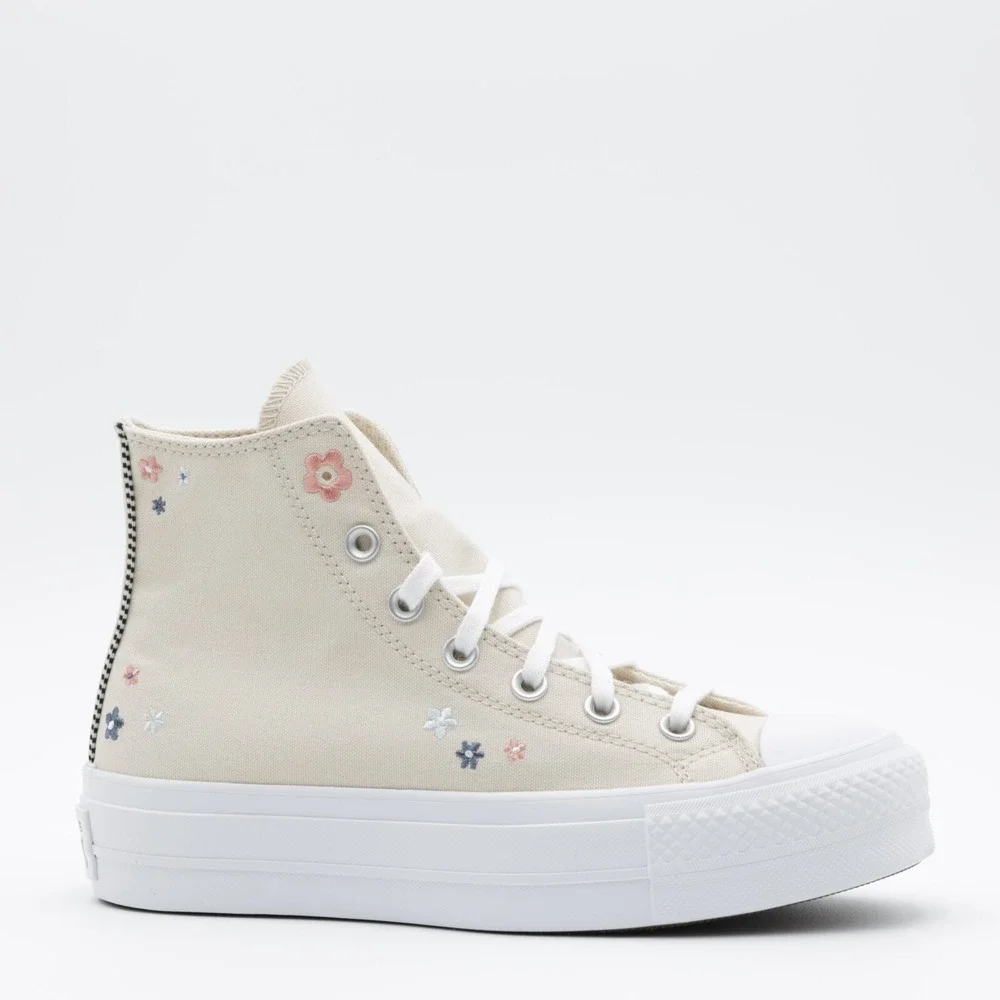 Converse Women's Chuck Taylor‎ All Star Lift Platform Floral Shoes Ivory Size 8 - Picture 2 of 11